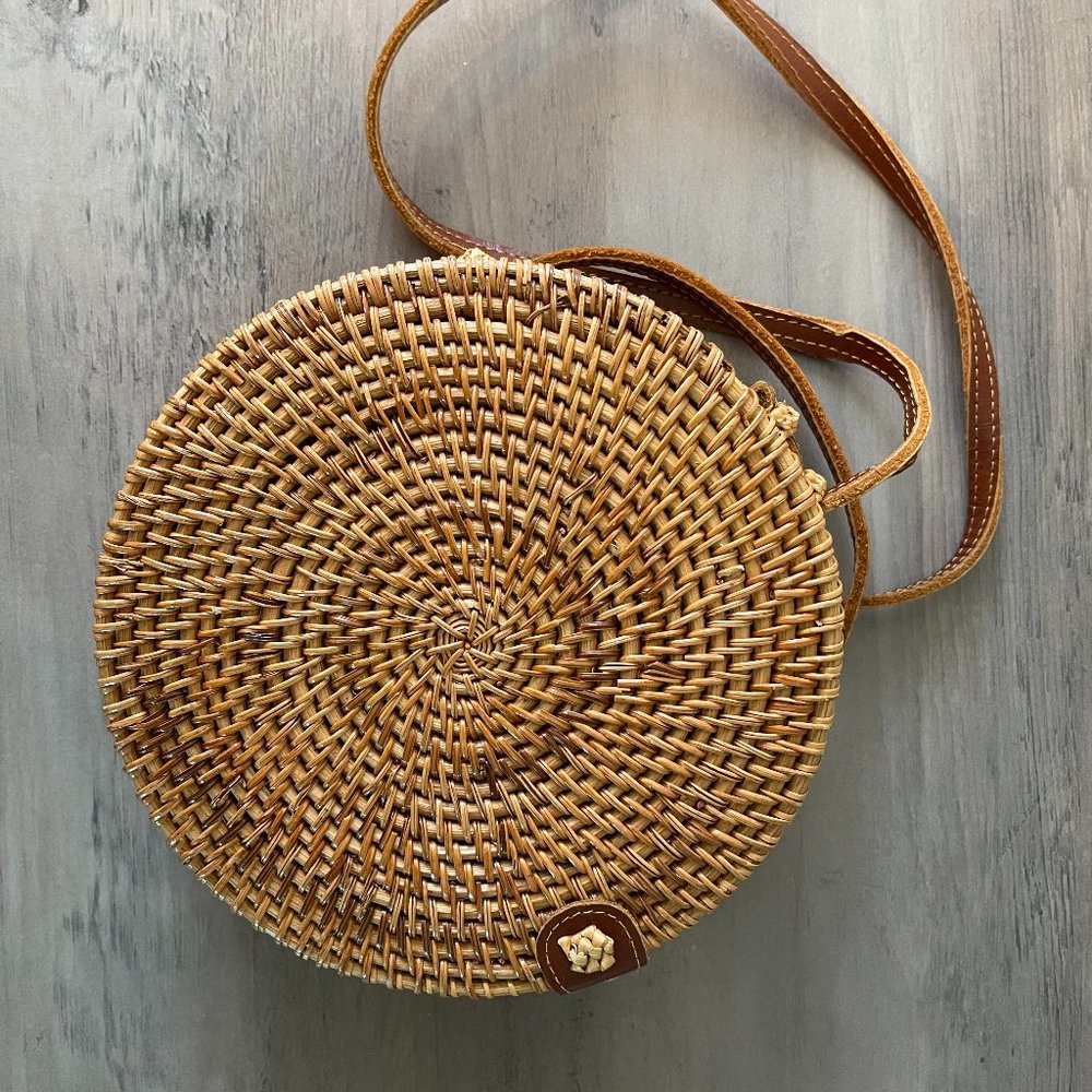 Cross Body Round Ratan Bag